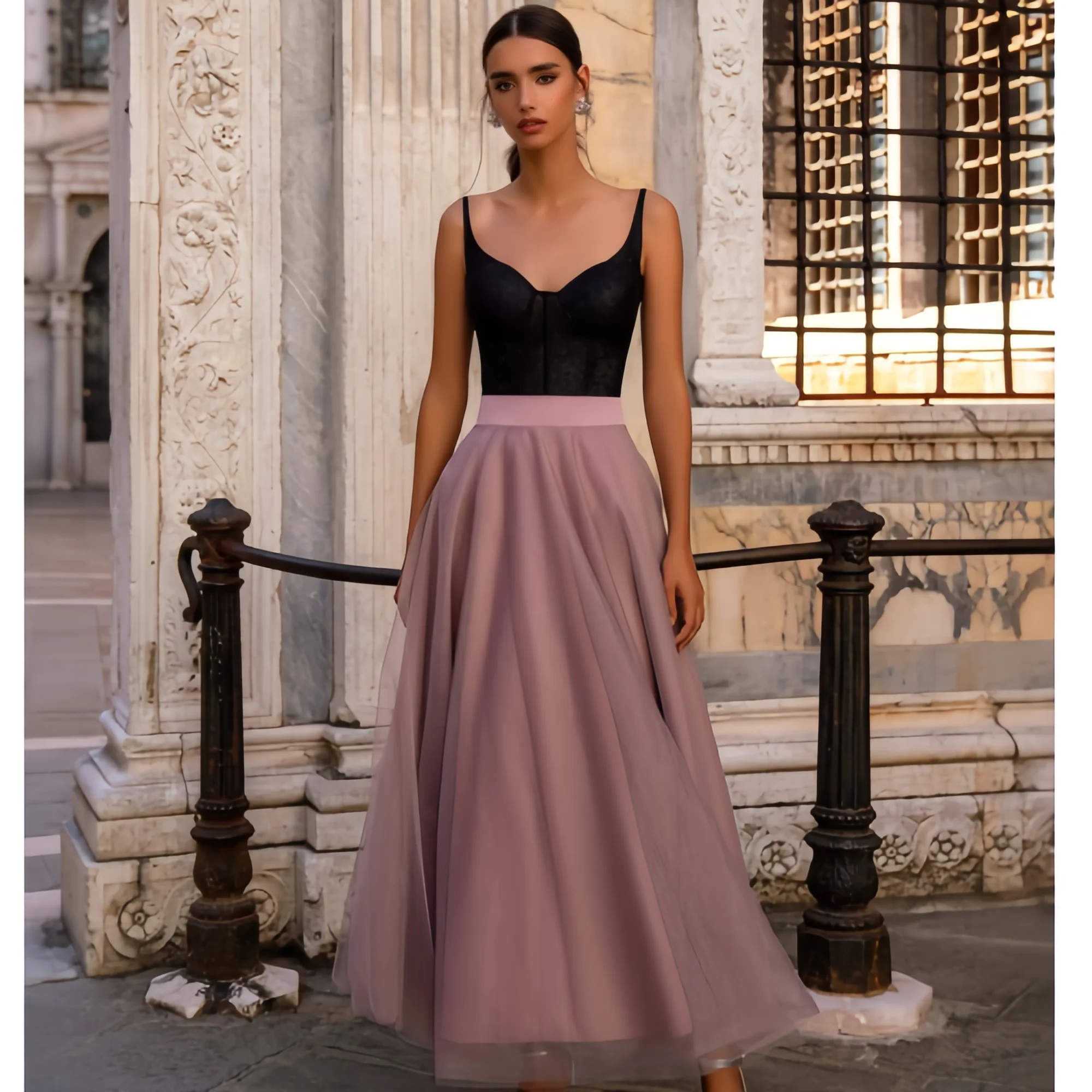 Elegant Black Purple  Prom Dress for Women V Neck Formal Evening Gowns Long  Bachelorette Party Vestidos Detachable Full Sleeves