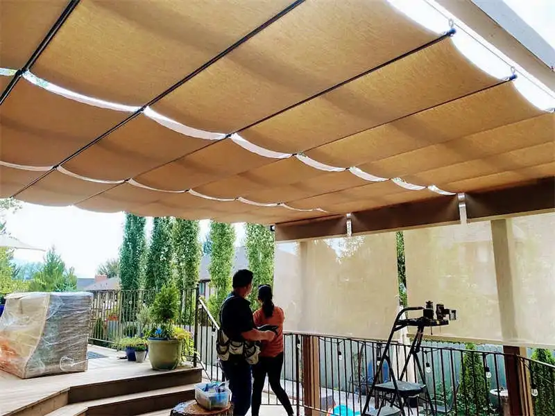 Roof Building Decor Roof Retractable Wave Shade Tubular Manual Foldable Skylight Roller Blinds