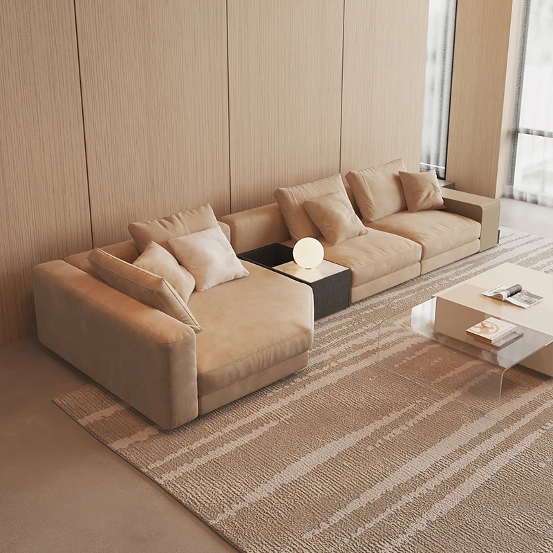 Sofá de tecido estilo creme com design especial moderno e simples