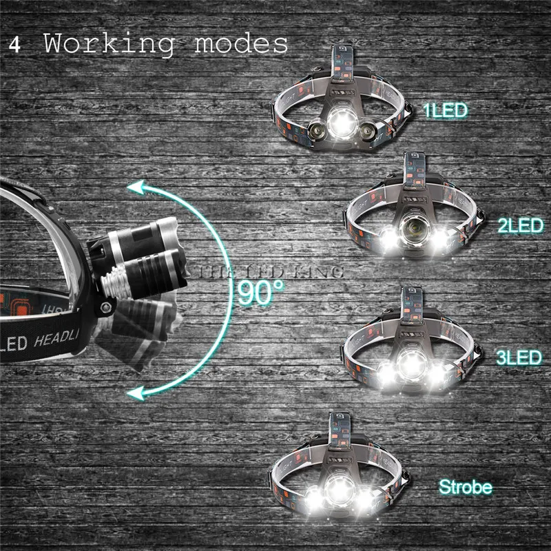 Đèn LED Cảm Ứng Đèn Pha T6/L2 Ngoài Trời Chống Nước Phóng To USB Sạc 18650 Pin Cắm Trại Đi Bộ Đường Dài Ánh Sáng