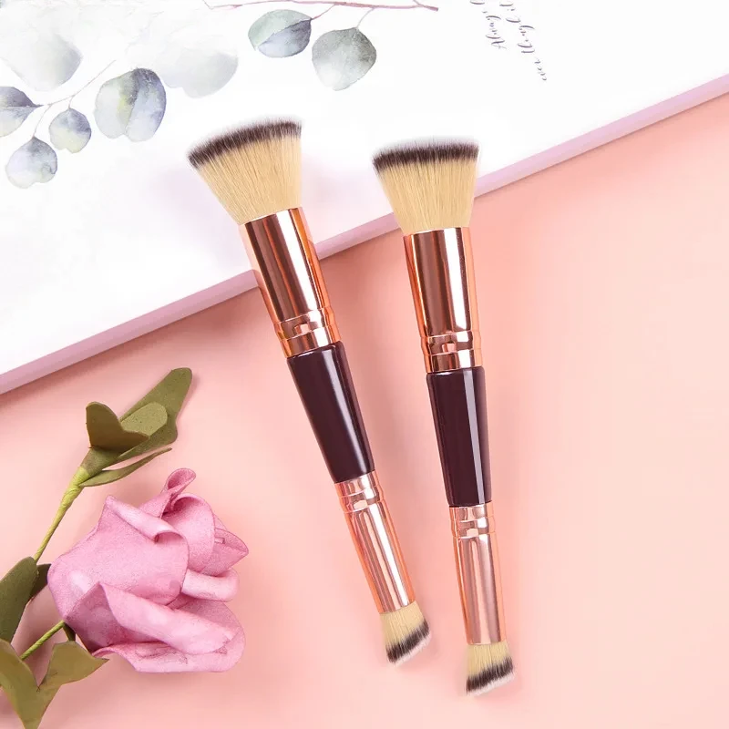 Double  Foundation Brush Dual Purpose Makeup Brush Short Hair Foundation Brush Oblique Concealer Beauty Tool Brochas Maquillaje