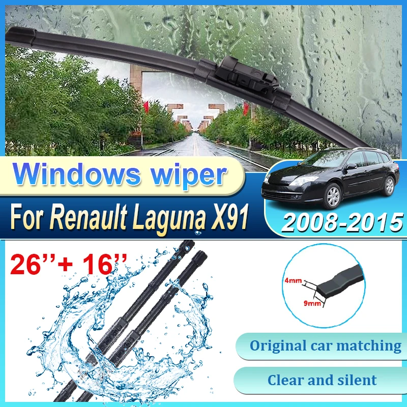 

For Renault Laguna 3 X91 2008 Accessories MK3 2008-2015 Car Front Wiper Blades Cleaning Noise Reduction Windscreen Wiper Brushes
