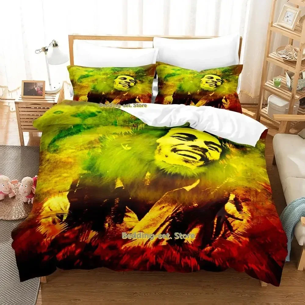 

Popular Bob Marley lion Bedding Set Single Twin Full Queen King Size Bed Set Adult Kid Bedroom Duvetcover Sets New Anime Bed