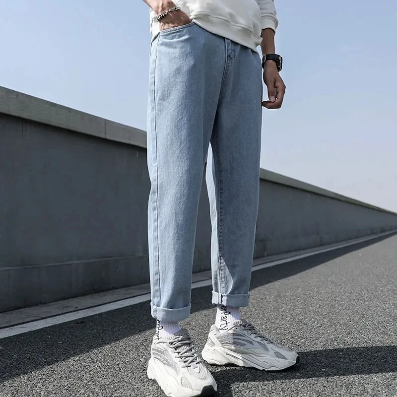 New Men Jeans New Loose Male Trousers Simple Design High Quality Cozy All-match Youth Students Daily Casual Straight Denim Pants