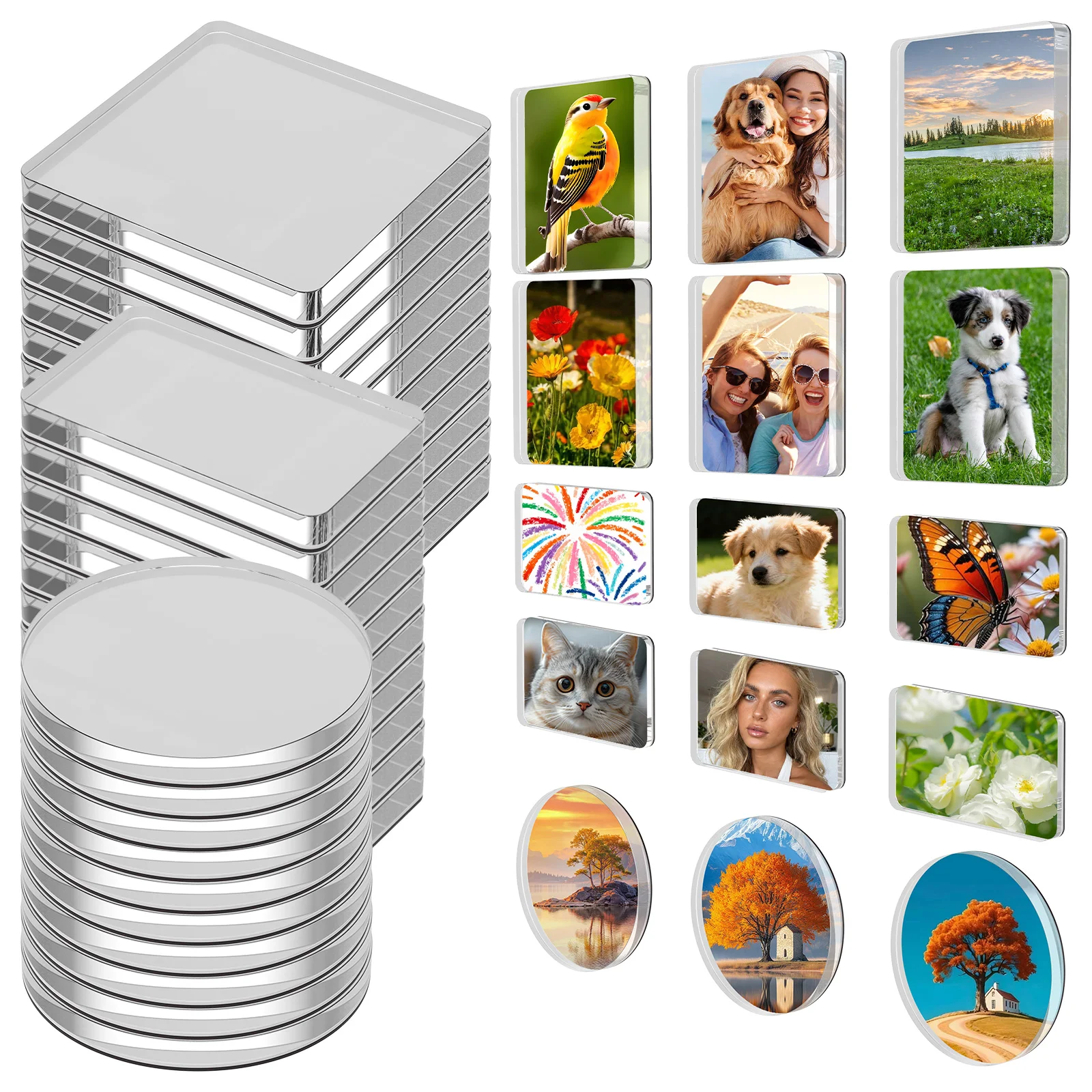30Pack DIY Fridge Magnet Kit for Photo Crafts Office Classroom Kitchen DIY Fridge Magnet DIY Fridge Magnet Set Clear Acrylic