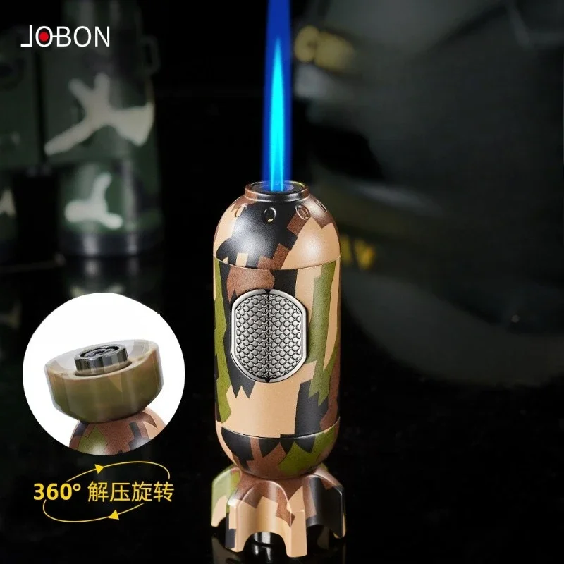 New Creative High end Portable Metal Three Torch Jet Windproof Lighter with Perspective Gas Window Small Tool for Men's Gift