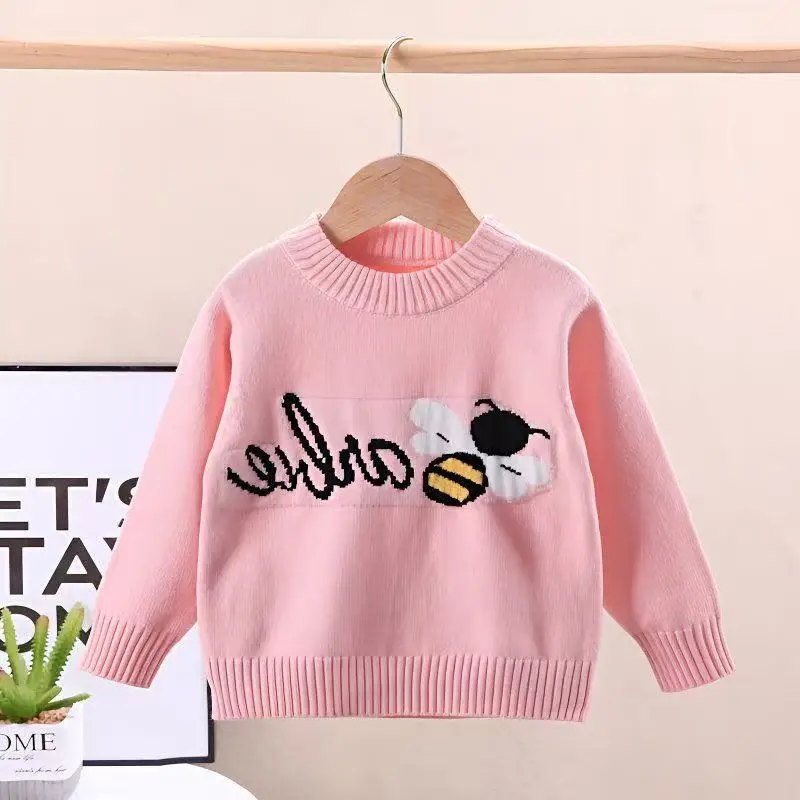 

Spring and Autumn Children's Sweater New Style Girls' Korean Edition Western Cartoon Bee Sweater Fashion Top Trend for Children