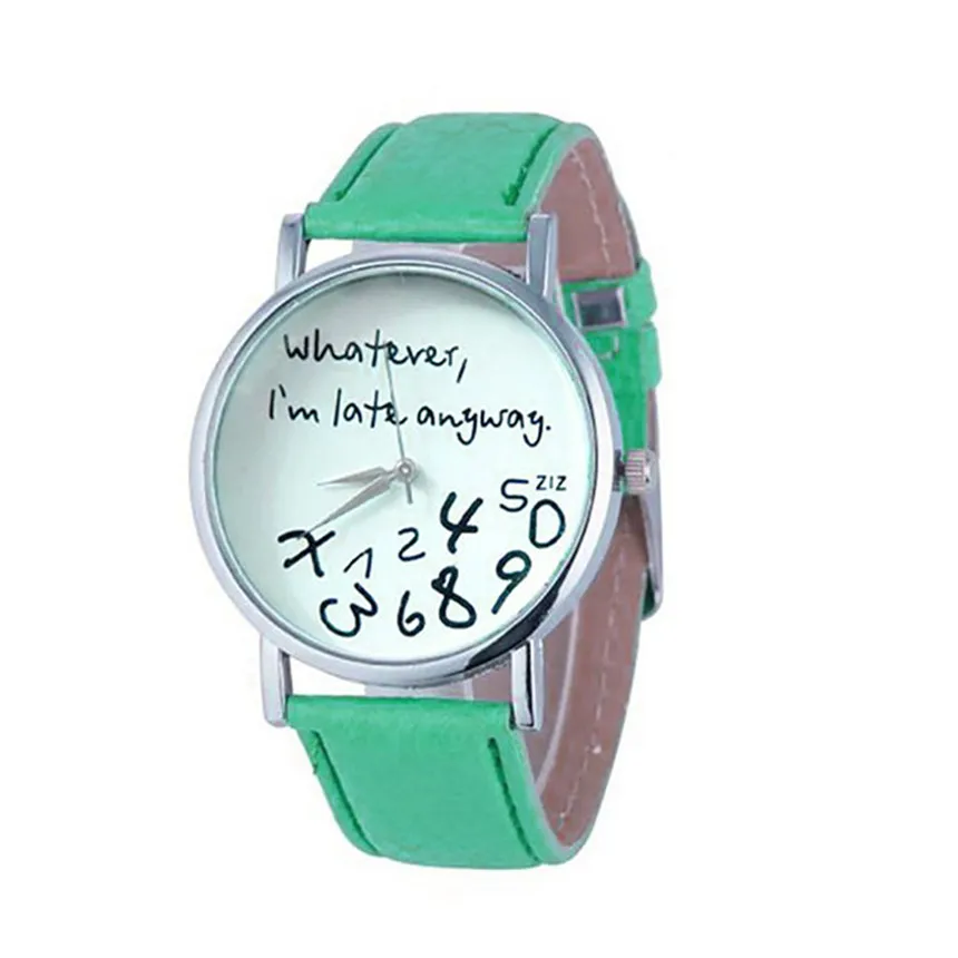 Simple Women Watch Ladies Dress Big Dial  Leather Watches Whatever I Am Late Anyway Letter Watch for Students Reloj Mujer