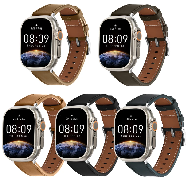 Bracelet pour Apple watch Ultra 49mm 44mm 40mm 46 42mm 41mm 45mm 38mm bracelet ceinture bracelet en cuir iWatch série 10 9 8 7 3 4 5 6 se 2