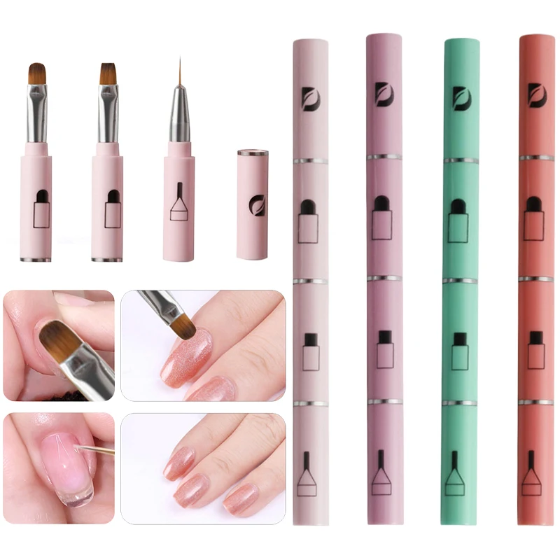 3 In 1 Multifunctional Nail Art Pen Brushes Set Makeup Gadget Detachable Nail Art Brush For Home Travel