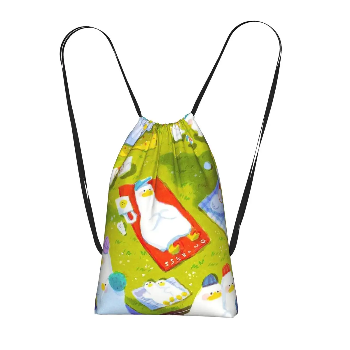Colour Goose Cartoon Pattern Backpacks Fashion Drawstring Bags Sports Bag Book Bags for Man Woman Students