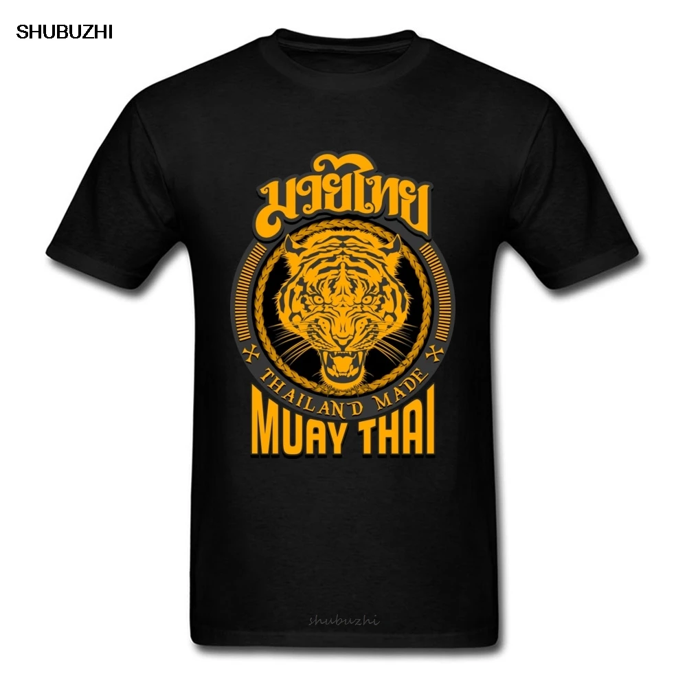 Cool Muay Thai Tiger Thailand T-shirt For Man Kung Fu T Shirt Mens Black Clothing Cotton Tees Groups Tops Hip Hop Tshirt