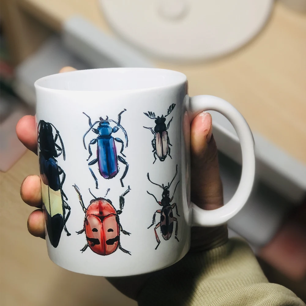 various insect collection patterns Ceramic mug 11oz white ceramic coffee mug Birthday gift for insect lovers