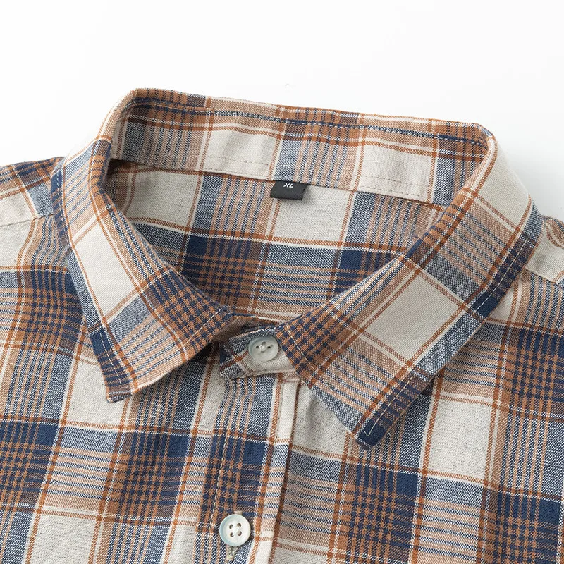 Männer Hemd Plaid 100% Baumwolle Flanell Langarm Oversize Lose Frühling Herbst Straße Casual Business Männlich Bequeme Kleid Hemd – Detail 13