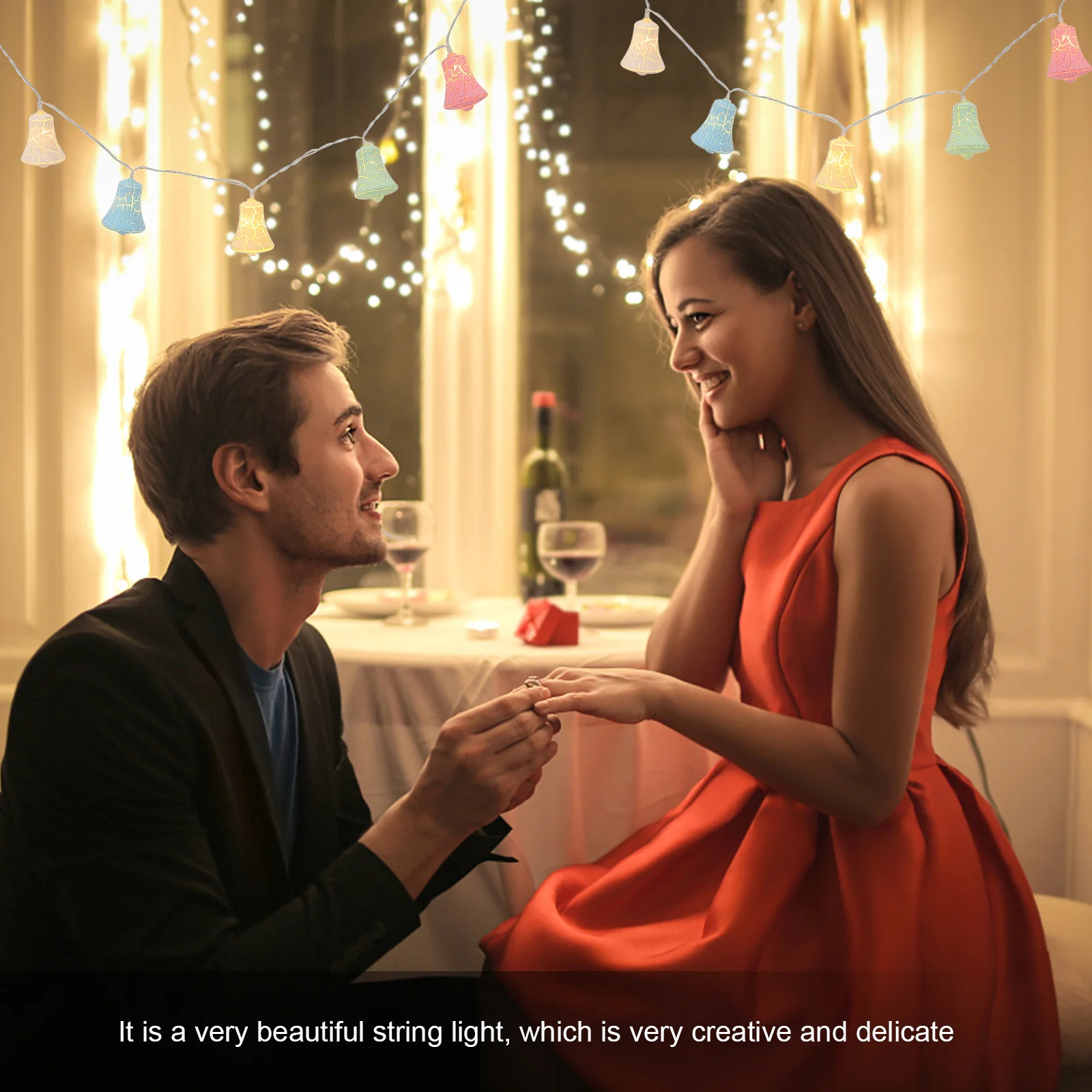 1Set Decorative Crack Pattern Bell String Light LED Creative Lamp Scene Adornment for Outdoor Garden Party String Lamp