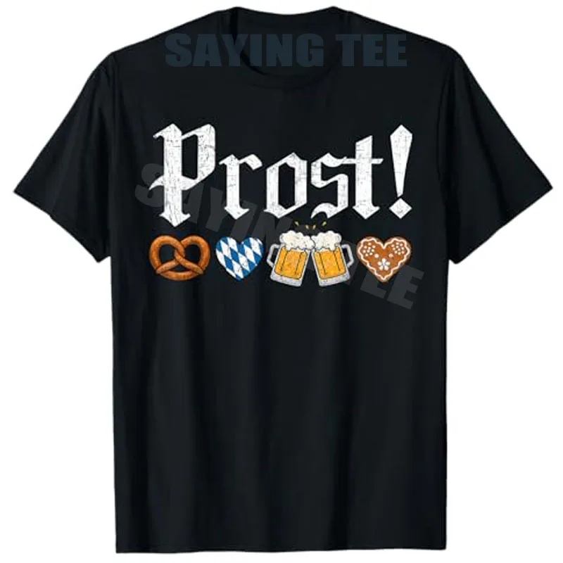 

Oktoberfest Drinking Men Women Vintage Prost German T-Shirt Y2k Cheers Drinker Saying Tee Short Sleeve Blouses Cool Novelty Gift