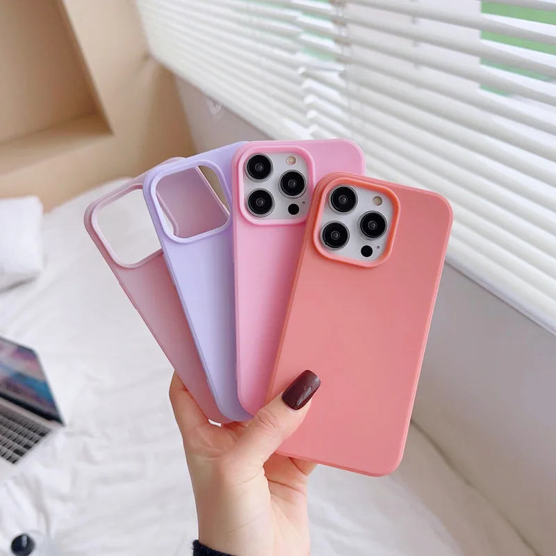 Candy Color Silicone Phone Case For IPhone 11 12mini 13 14 Pro Max Soft Matte Shockproof Cover For IPhone 13pro 14PRO 13mini