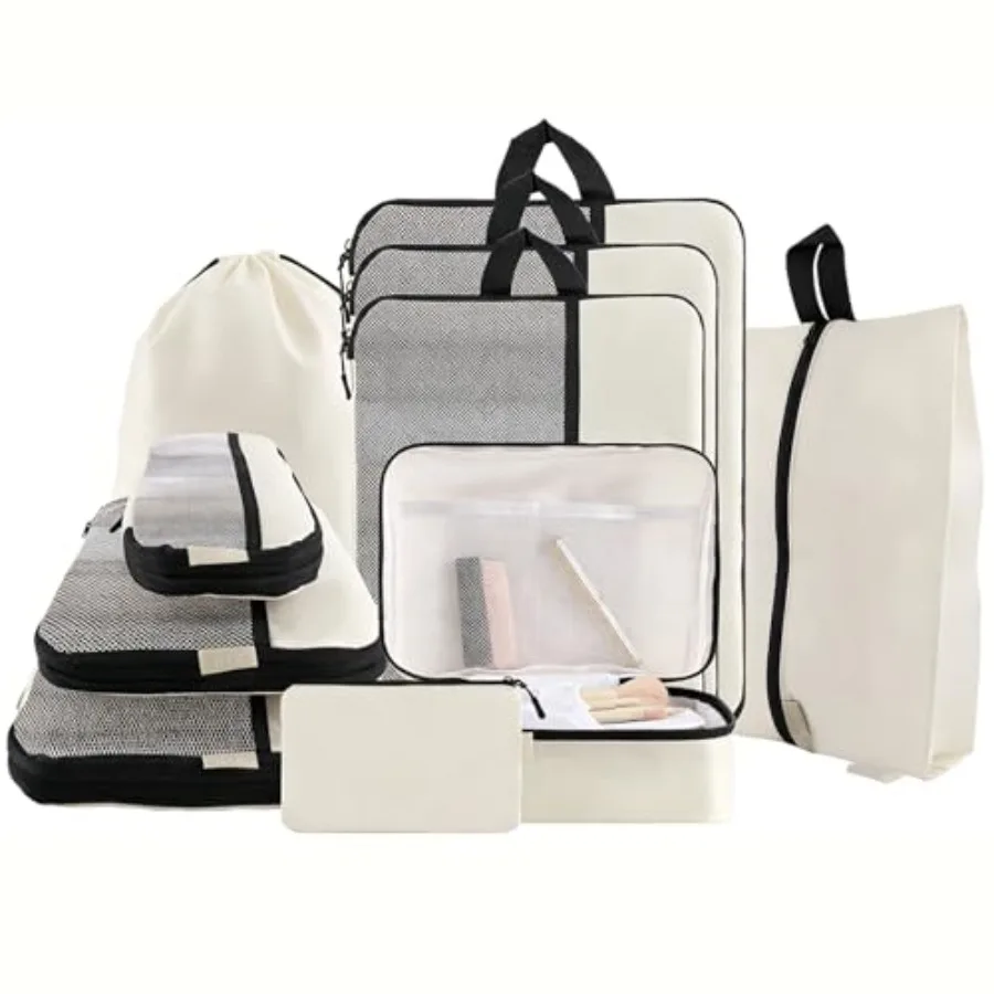 

U+U Compression Packing Cubes - Ultralight Travel Organizers with Laundry Bag, Space-Saving Suitcase Organizer, Expandable Pack