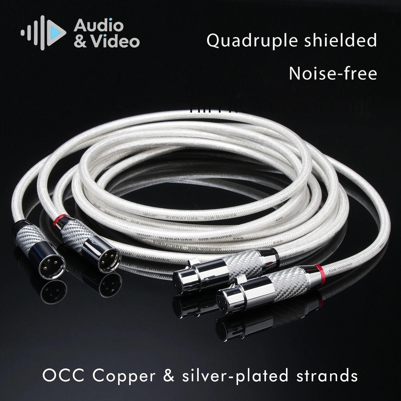 Pair XLR Cable 7N OCC Silver Plated 3 Pin XLR Audio Cable With Carbon Fiber XLR Plug Connectors Microphone Balance Audio Cable