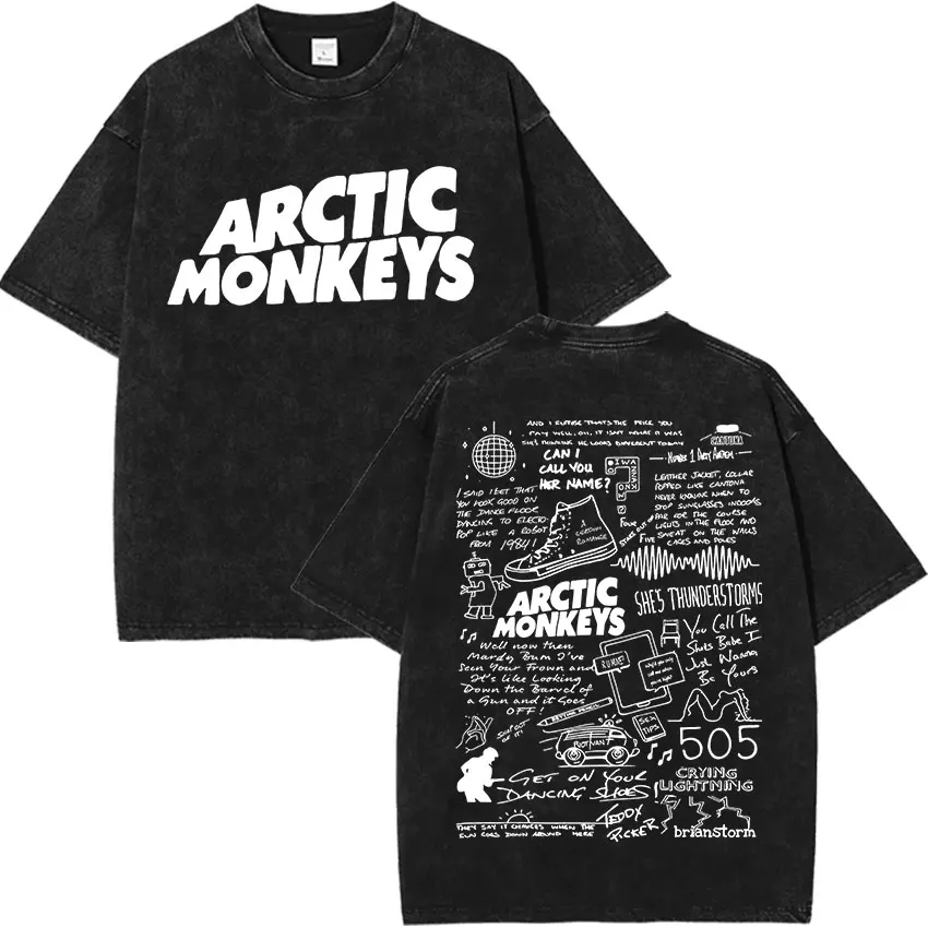 

Rock Arctic Monkeys 505 Music Album Print T-Shirt Vintage Washed High Quality T-shirts Men's Women Hip Hop Short Sleeve T Shirt
