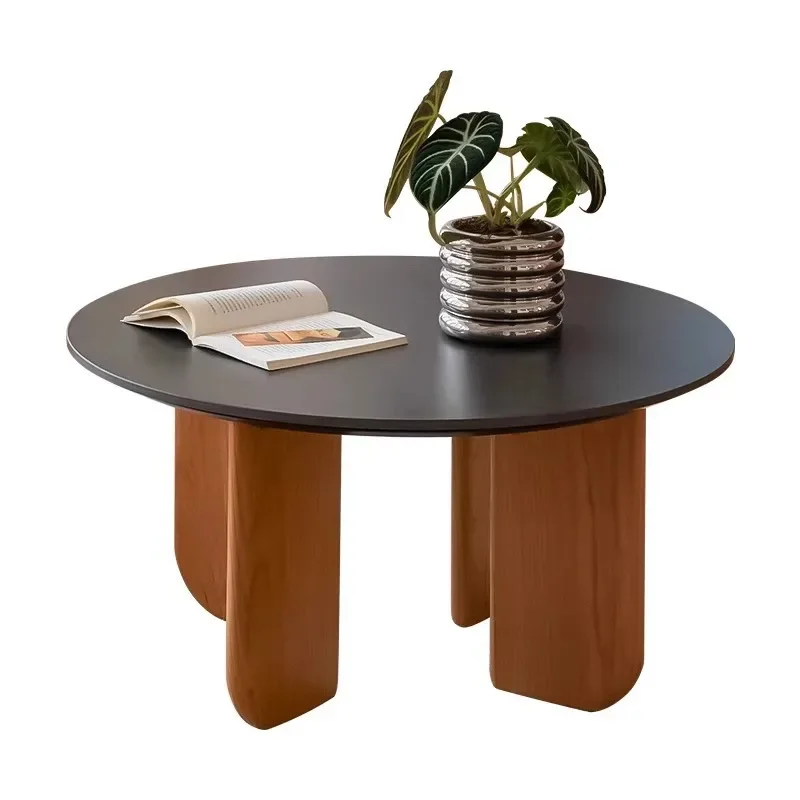 

Nordic forest rock round table cherry wood rock slab round coffee table solid wood tea table living room balcony household small