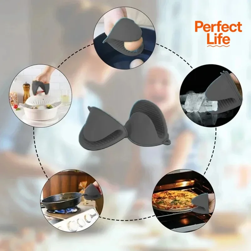 2pcs Oven Mitts Silicone Heat Resistant Pinch Mitts Anti Scalding Non Slip Gloves Clips Pot Holder Cooking Baking Oven Mitts
