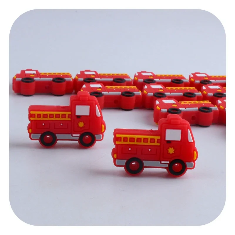 子供のためのシリコーン消防車の形のおもちゃ,赤い色,創造的,DIY,学習,教育,男の子と女の子への贈り物,漫画の製品