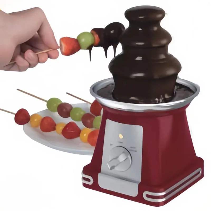 Popular three-layer electric chocolate hot pot party water dispenser dipped in strawberry apple vegetable chocolate fountain