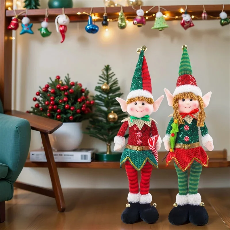 Fabric Standing Elf Plush Doll Christmas Party Centerpiece Table Decor Home Office Gift For Kids And Adults Cute Festive Accent