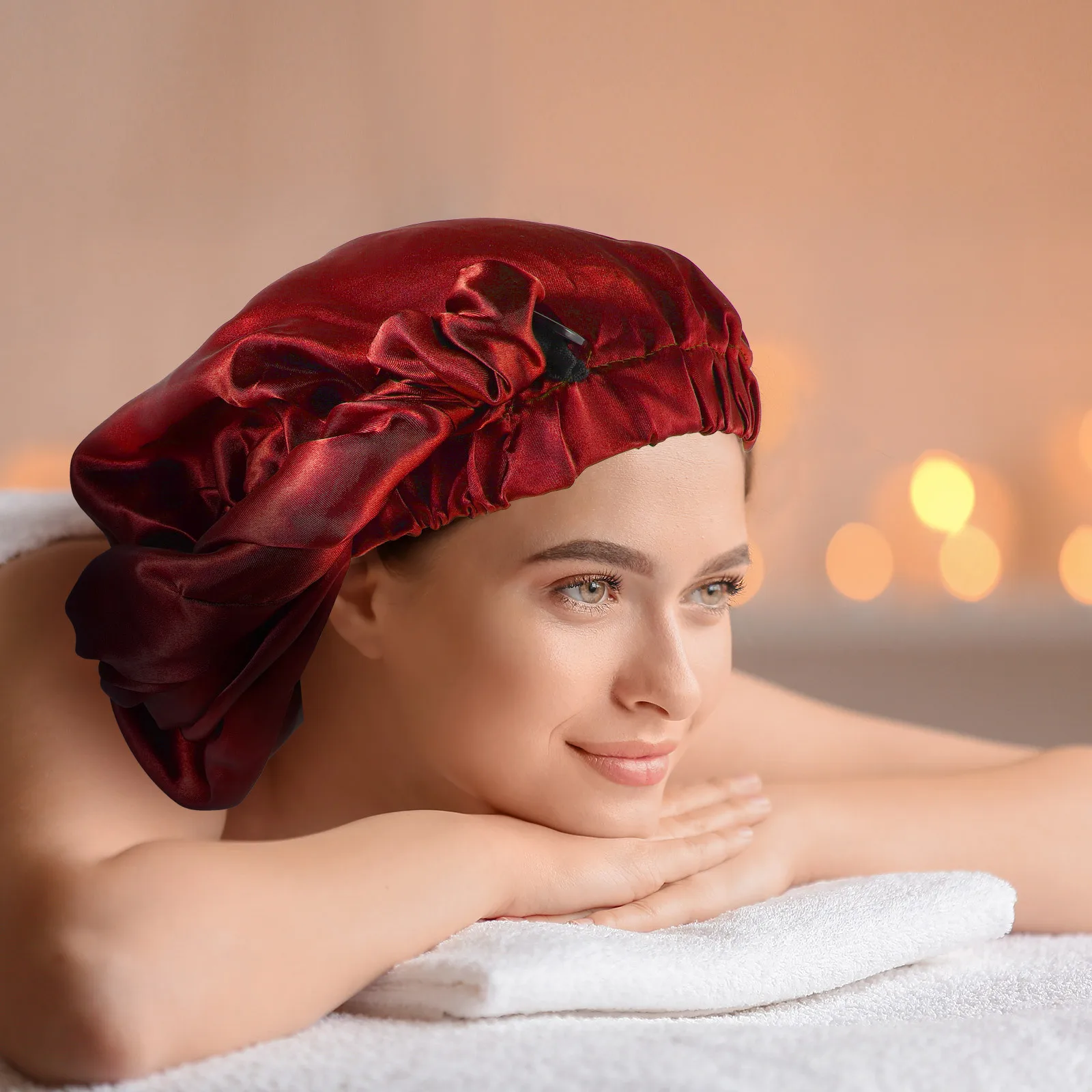 

2Pcs Luxury Satin Long-Cylinder Design for Thick Long Hair Sleeping Bathing Hair Protection Bonnets for Women