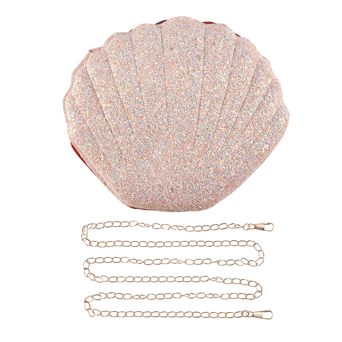 

Hot sale Women Little Mermaid Seashell Purse -Body Shoulder Bags Glitter Sequins Chain Evening Purse, Pink