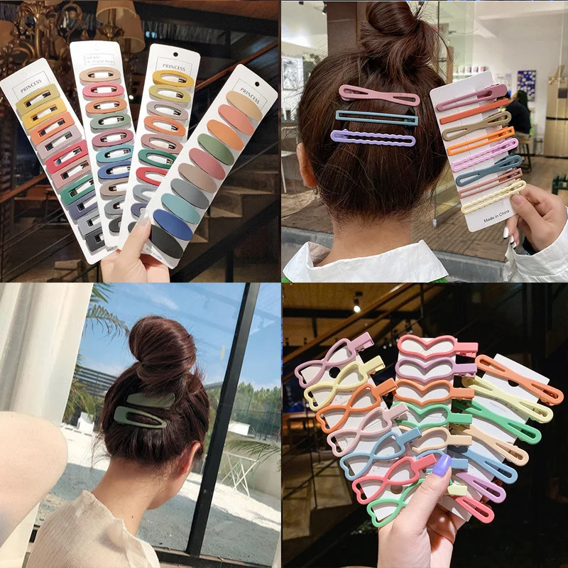 7/10/50pcs/set Barrettes Girl Women New Korean Solid Candy Color Frosted Temperament Cute Bang Clip Headdress Hair Accessories