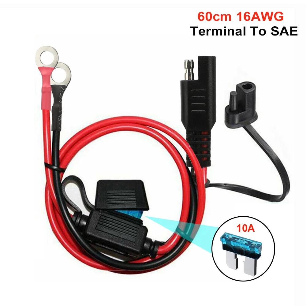 

12 В кабель зарядного устройства 16AWG для терминала аккумулятора мотоцикла к быстрому удлинительному кабелю SAE для зарядного устройства телефона на руль