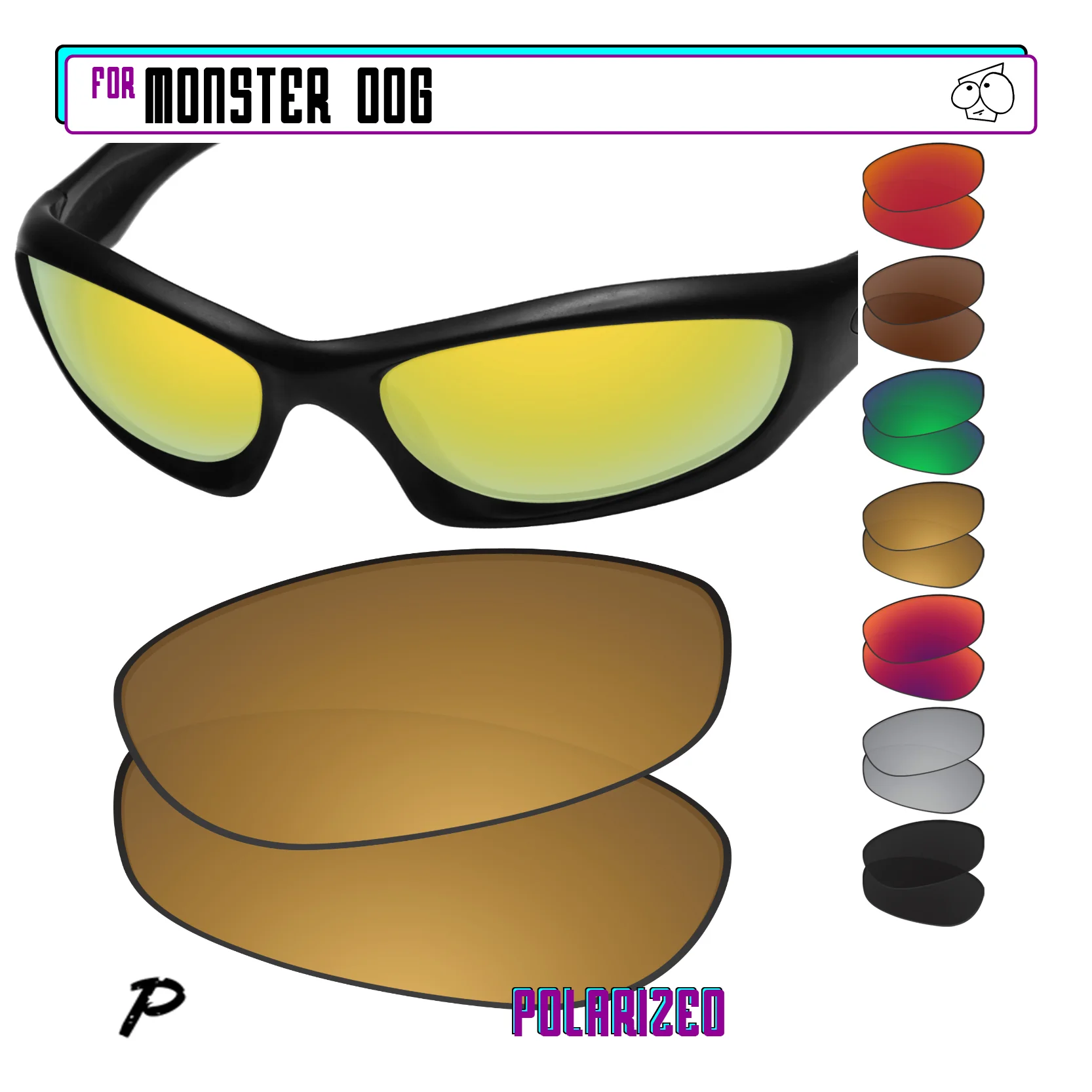 

SunglassDoctor Polarized Replacement Lenses for Oakley Monster Dog Sunglasses - Multiple Options