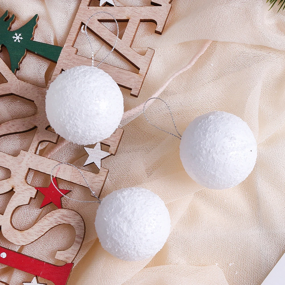 4/5/8CM White Christmas Ball Christmas Decoration Xmas Tree Pendent Ornaments for Home Navidad New Year 2023 Decor Accessories