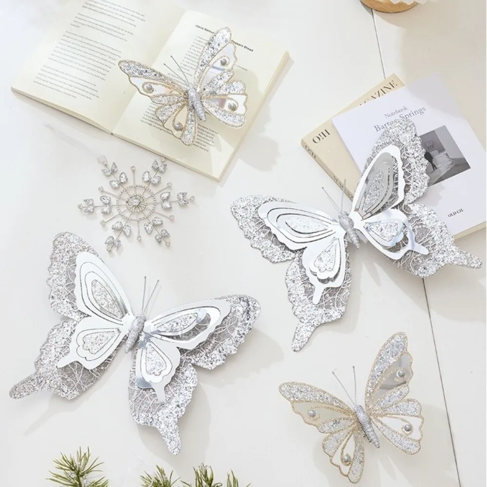 شبكة عيد الميلاد زهرة مزدوجة محاكاة الاصطناعي شجرة عيد الميلاد الديكور رائعة الترتر بريق شجرة ديكور حفلة المنزل