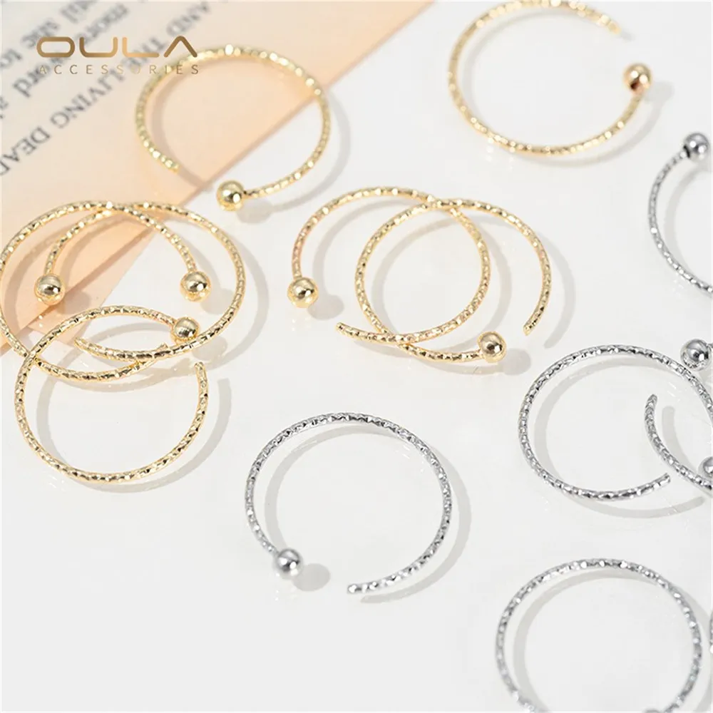 

1pcs Strong Color Retention 14K Gold-plated, Pearl-patterned Ring with Jade Agate Beads, Diy Handcrafted Empty Ring Accessory