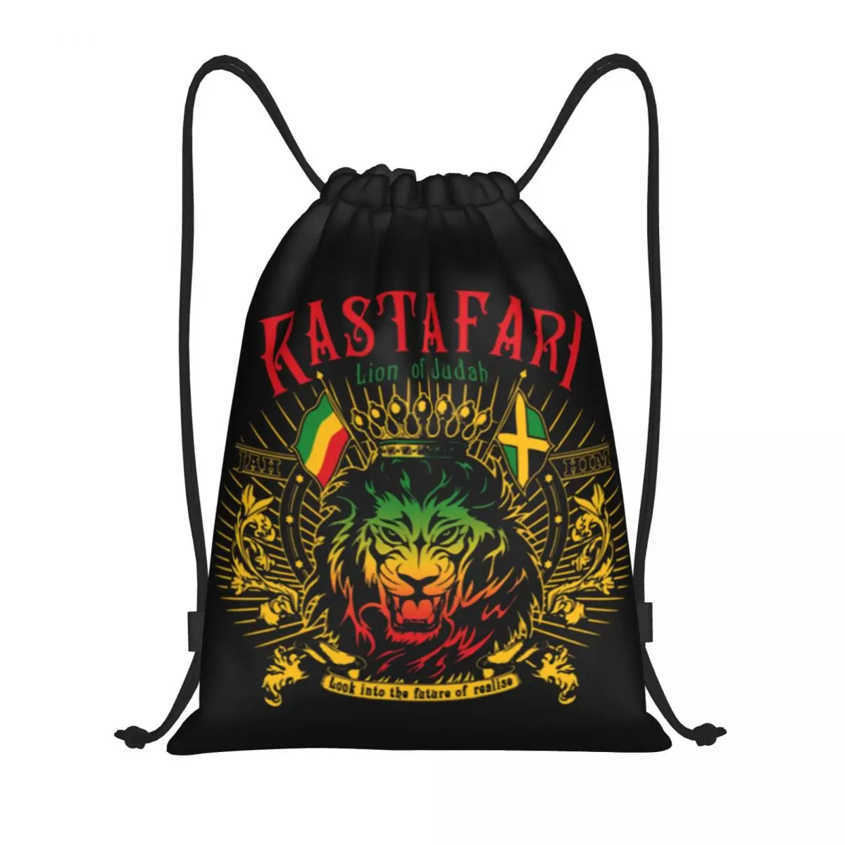Custom Rastafari Rasta Lion Of Judah Drawstring Bag for Shopping Yoga Backpacks Women Men Sports Gym Sackpack