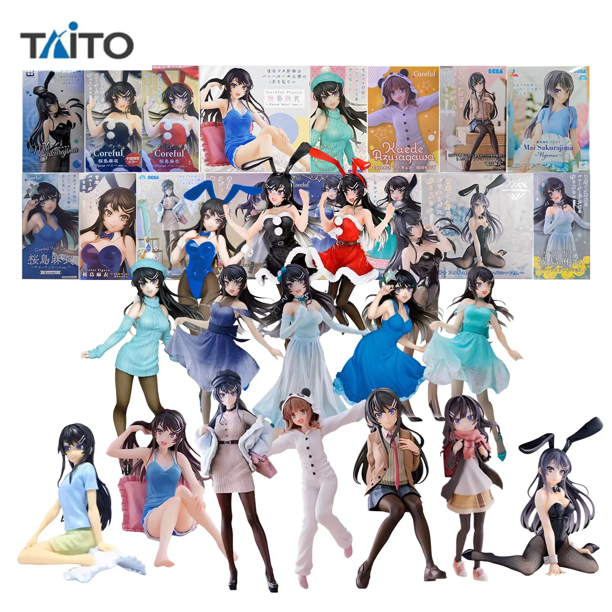 

Оригинальный Sega Taito Sakurajima Mai Bunny Girl Разнообразие форм Многие позы Симпатичные сексуальные аниме-фигурки Подарки для мальчиков и девочек
