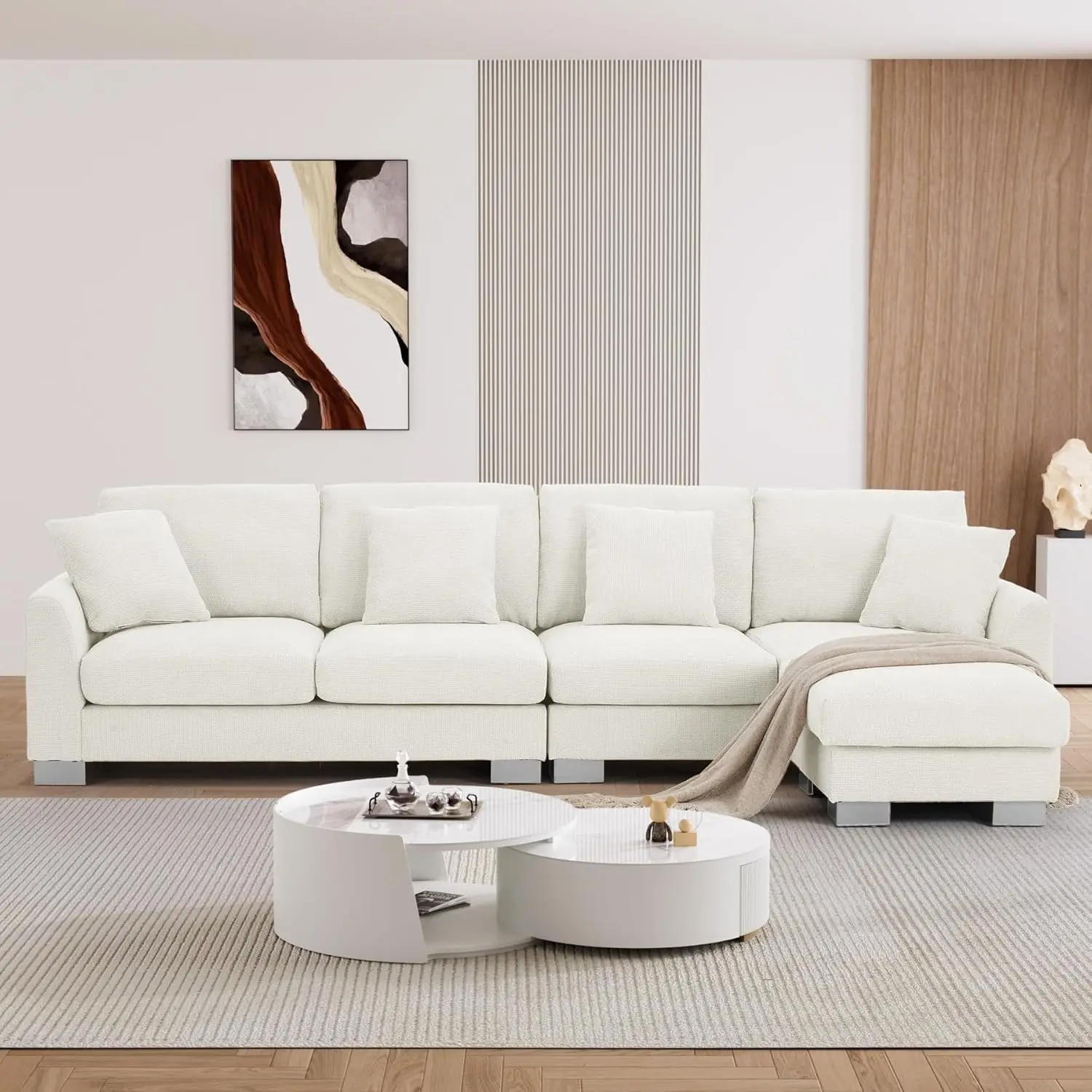 Oversized L Shaped Sectional Sofa Couch, 113