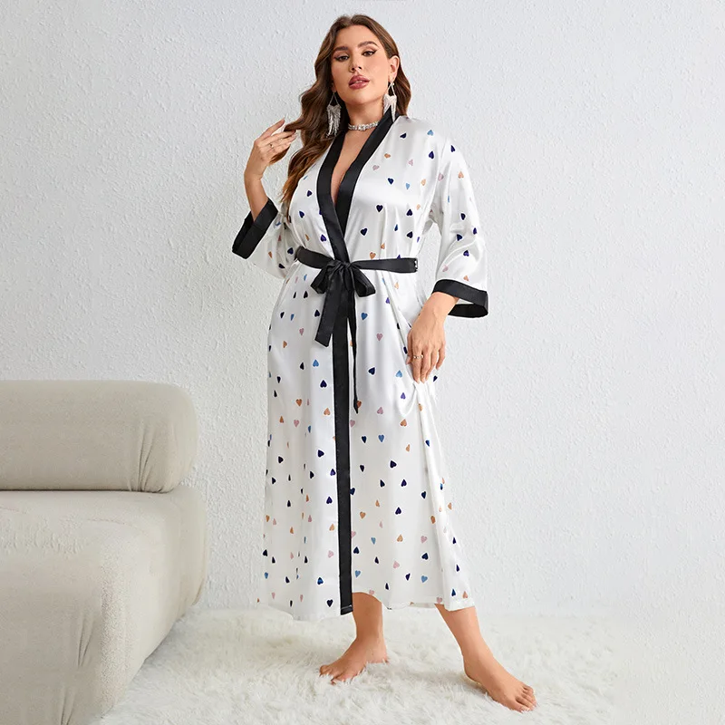 XL-5XL Big Size Bride Bathrobe Dress Women Robe Dressing Gown Lady Long kimono Nightshirts Home Wear Sleepwear Loungewear