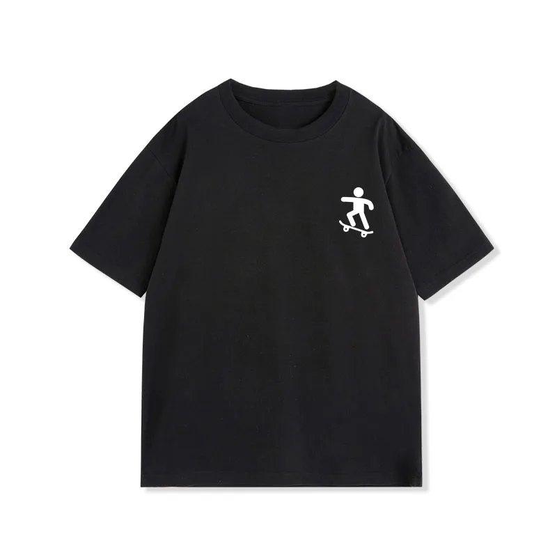 

Summer new skateboard villain round neck short-sleeved T-shirt for men and women couples clothes versatile t-shirt