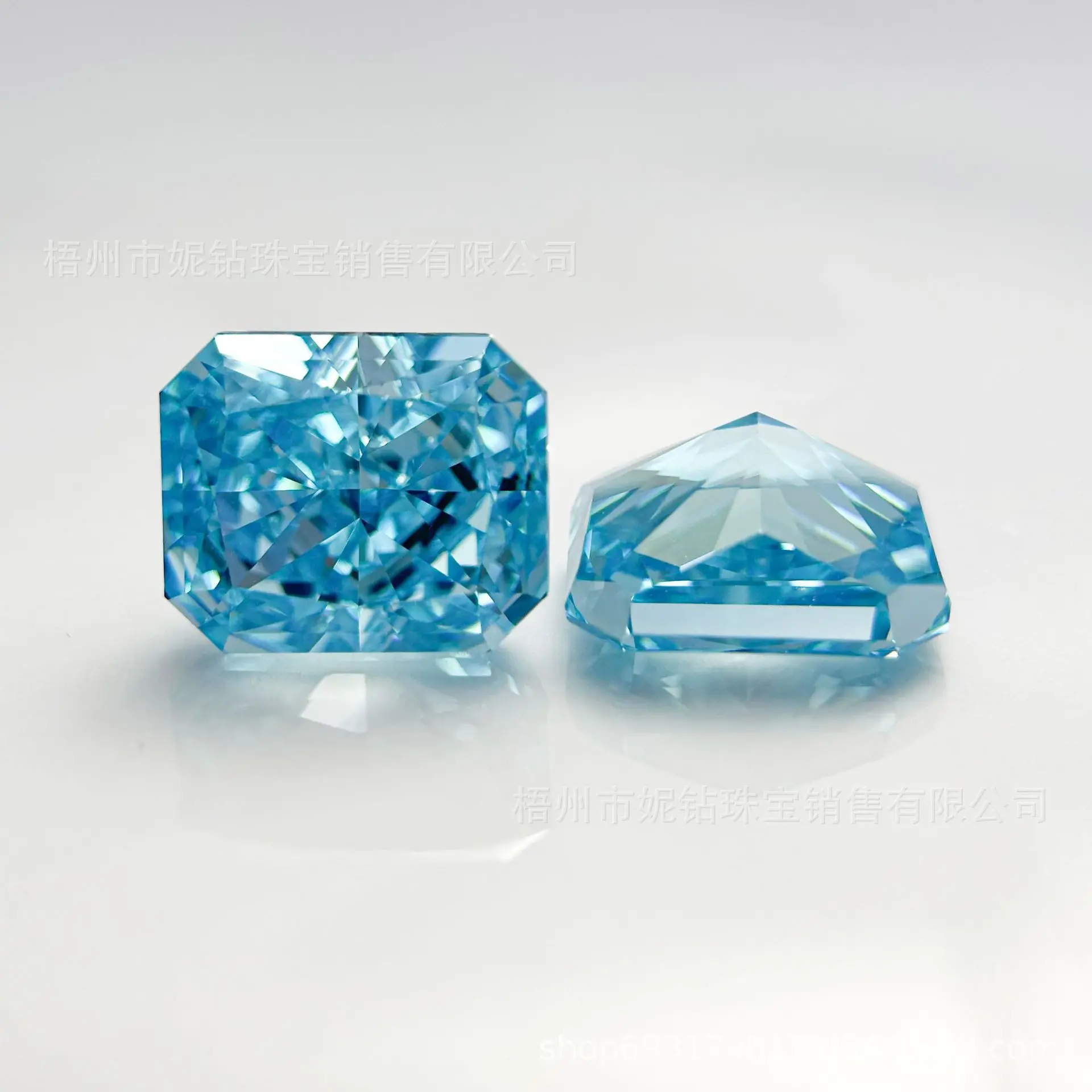 Rectangle Ice Cut Zircon Stone Synthetic Aquamarine Blue Cubic Zirconia Gemstones