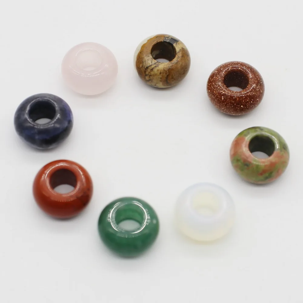 Gains 8x14 MM Roundel Natural Stone Beads Big Hole For  Jewelry Design Finding  Accessories Free Shipping