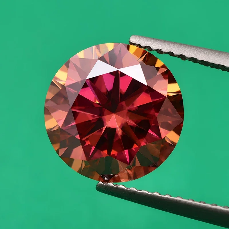 Top Rainbow Red Color Moissanite Stone Round Cut 0.5-5.0ct Moissanita Loose Gemstone Pass Diamond Tester with GRA Certificate