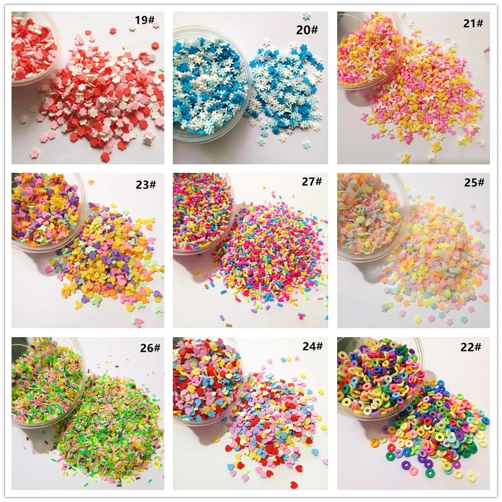 27 Kleuren 100G Nep Hagelslag Voor Slime Filler Candy Chocolate Cake Dessert Modder Decoratie Accessoires