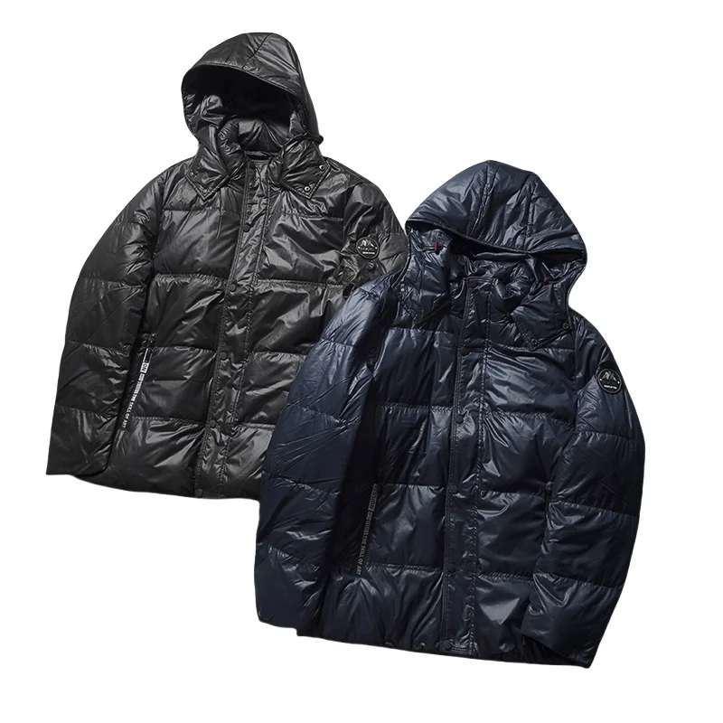 

Мужская повседневная комфортная куртка с глянцевой поверхностью, ветрозащитная, молодежная, белая, с наполнителем из пуха, зимнее теплое пальто 9588, полиэстер