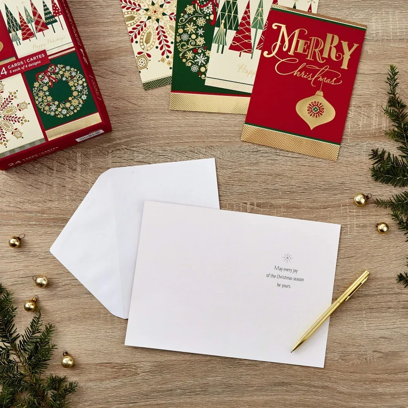 Cross-Border New Christmas Greeting Card Holiday Greeting Card Suit Creative High-Definition Printing Postcard Envelope