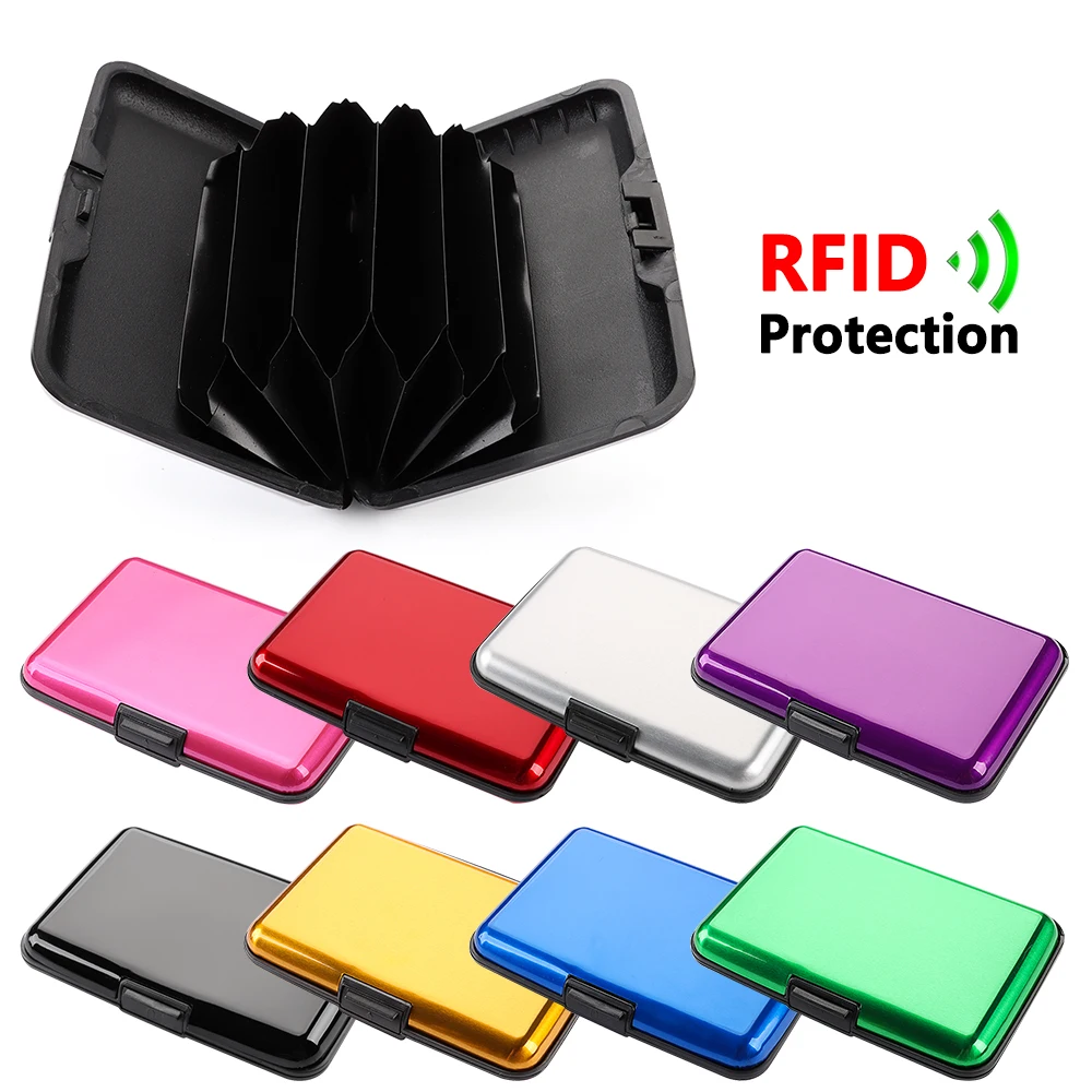 RFID حجب حامل بطاقة الائتمان عملة المحفظة الألومنيوم معدن مقاوم للماء مكافحة سرقة المحفظة حافظة بطاقات الأعمال للرجال والنساء #4