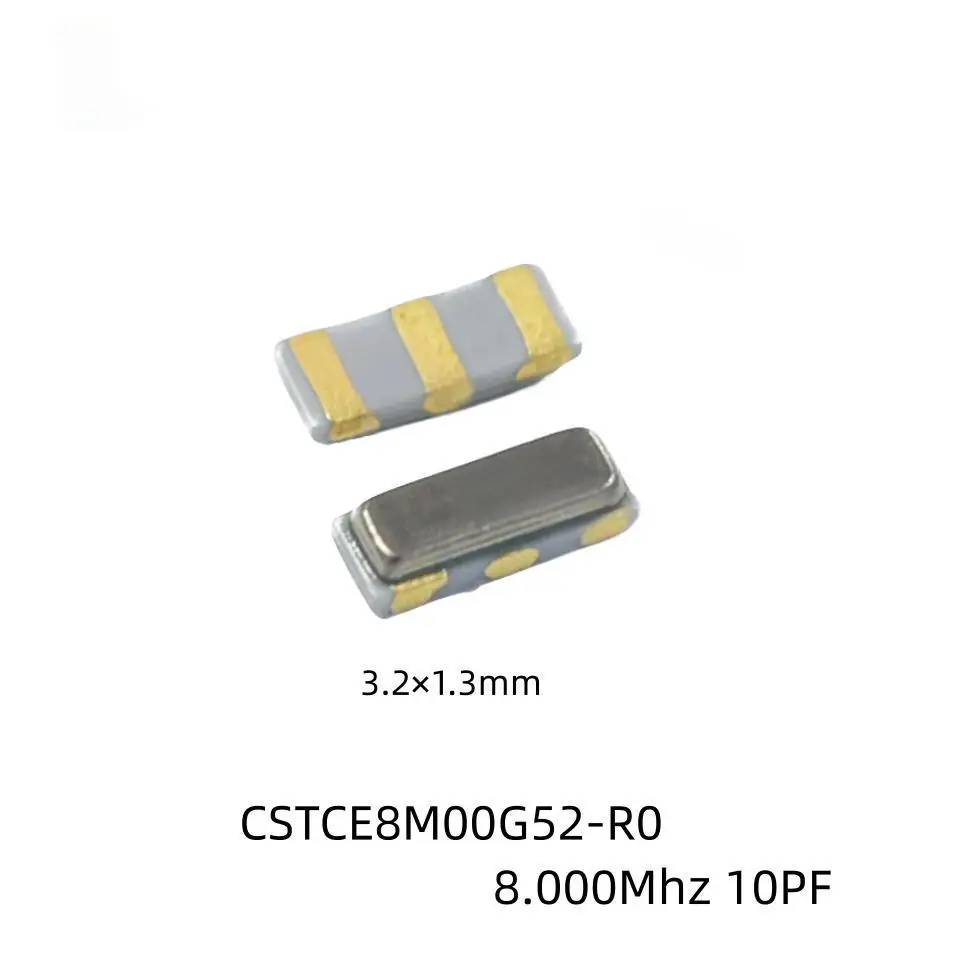 20PCS Genuine CSTCE8M00G52-R0 Ceramic Crystal Resonator, SMD 3-Pin, 3215 (3.2×1.5mm - 3P), 8MHz CSTCE8M00G52